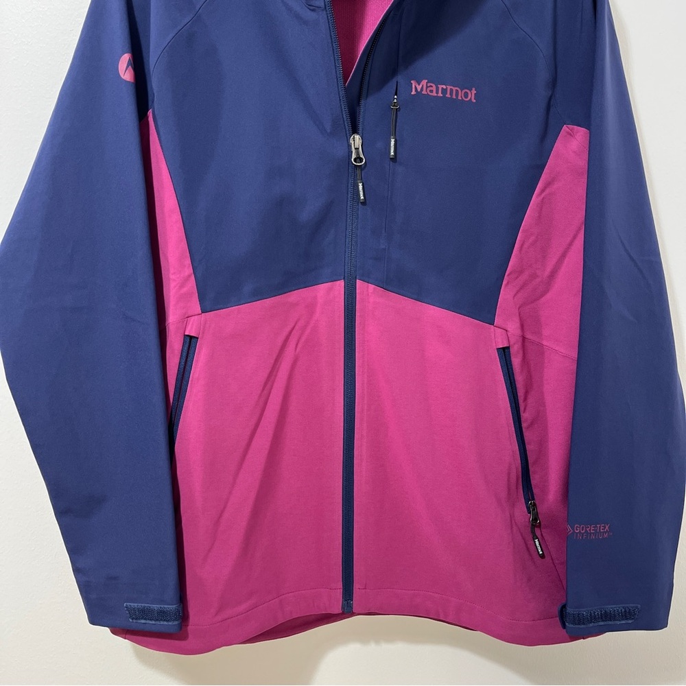 Marmot ROM 2.0 Waterproof Breathable Hooded Outdoor Navy & Pink Coat [size L] - Picture 5 of 11